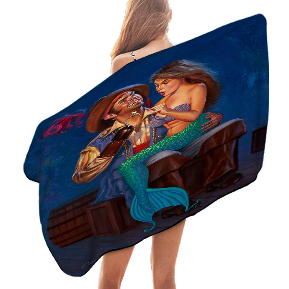 Pirate Pool Towels The Proposal Funny Cool Pirate and Mermaid