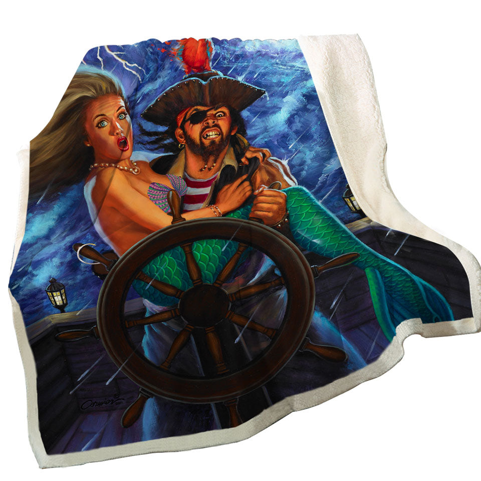 Pirate Throws Stormy Ocean Pirate and Mermaid Fun Honeymoon