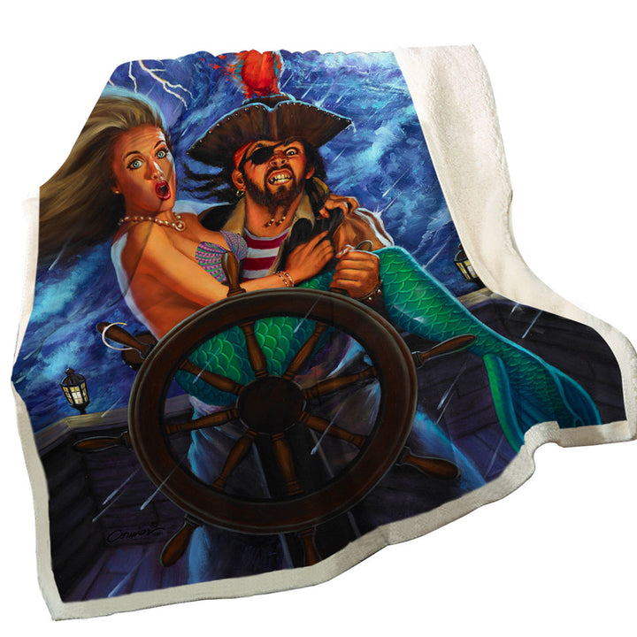 Pirate Throws Stormy Ocean Pirate and Mermaid Fun Honeymoon