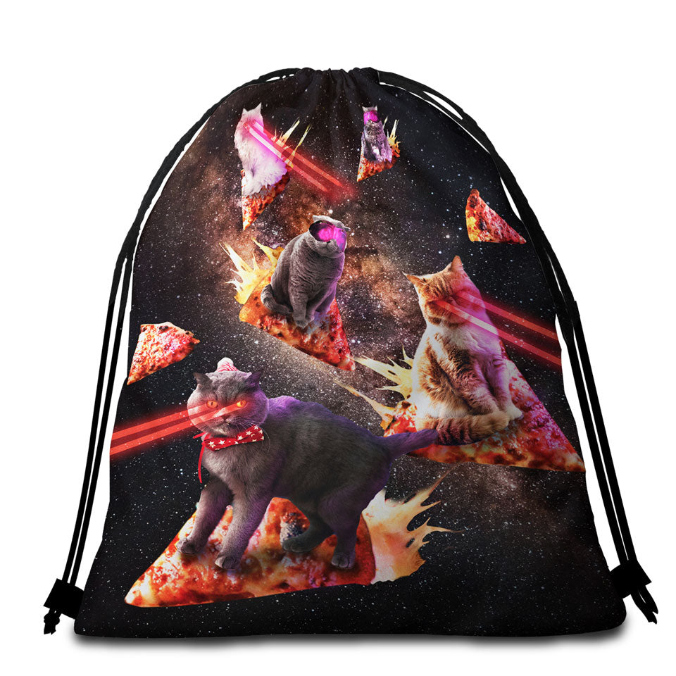 Places to Buy Beach Towels Bags Funny and Cool Galaxy Pizza Cats with Laser Eyes