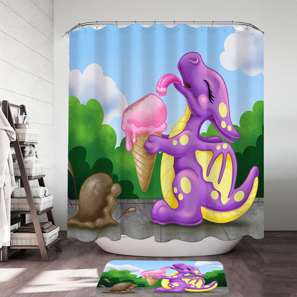 Places to Buy Kids Shower CurtainsAdorable Baby Dragon Licking Ice cream