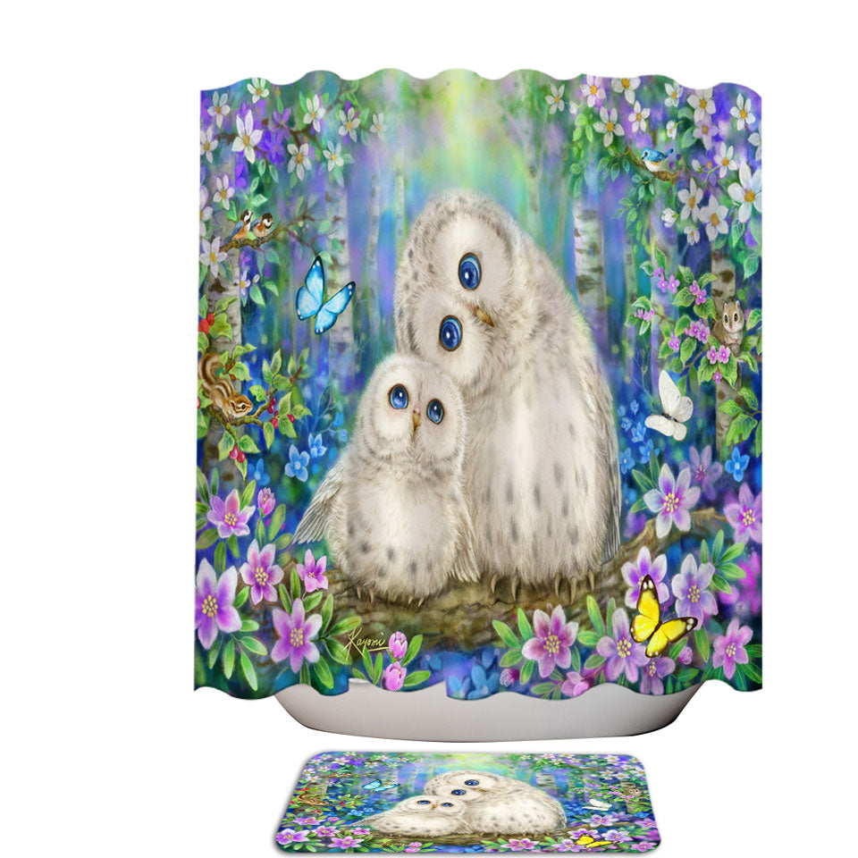 Places to Buy Shower Curtainswith Nature Art Morning Breeze Flowers and Owls
