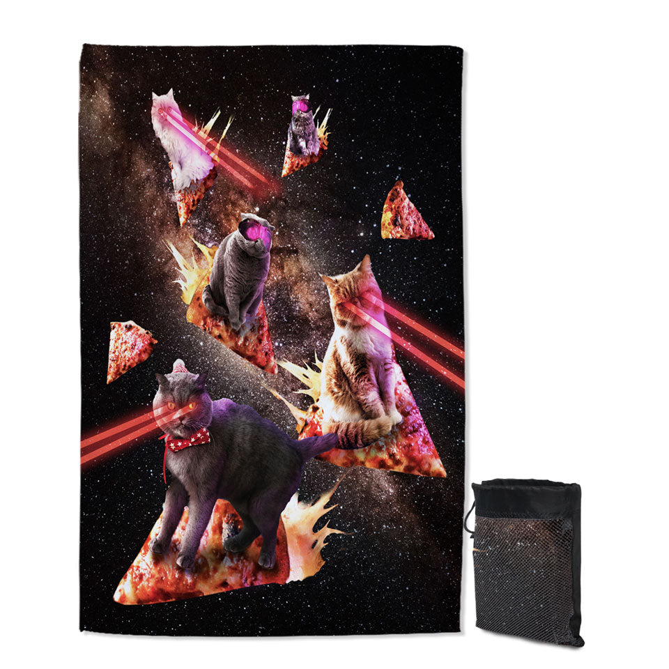 Places to Buy Travel Beach Towels with Funny and Cool Galaxy Pizza Cats with Laser Eyes