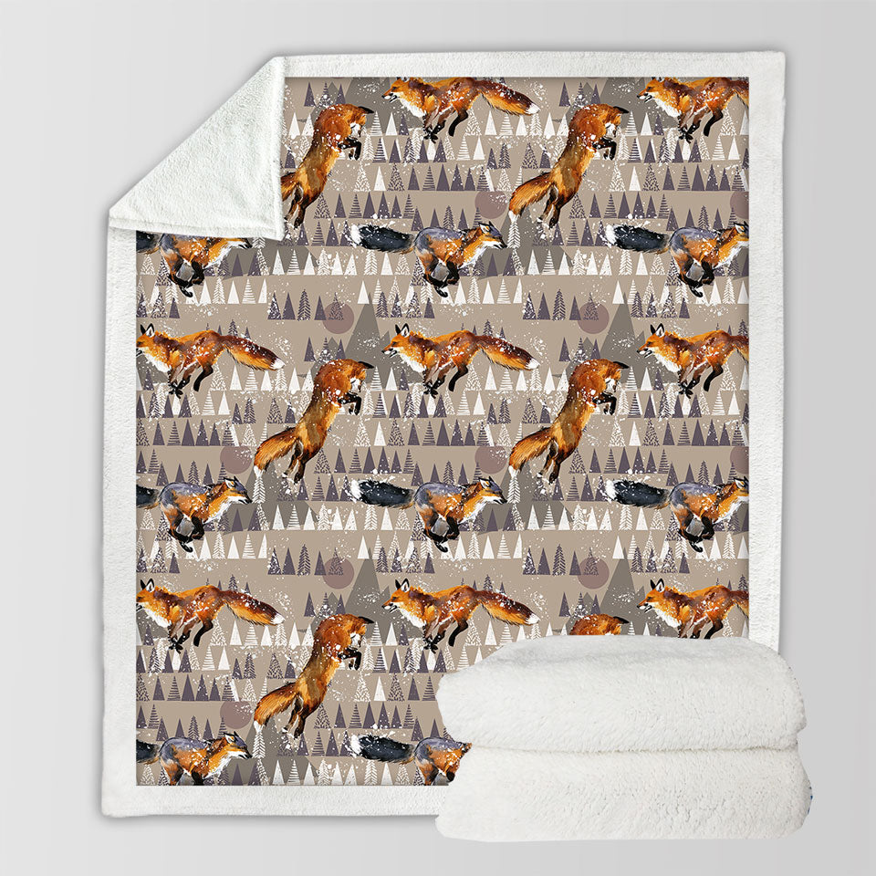 Playful Fox Fleece Blankets