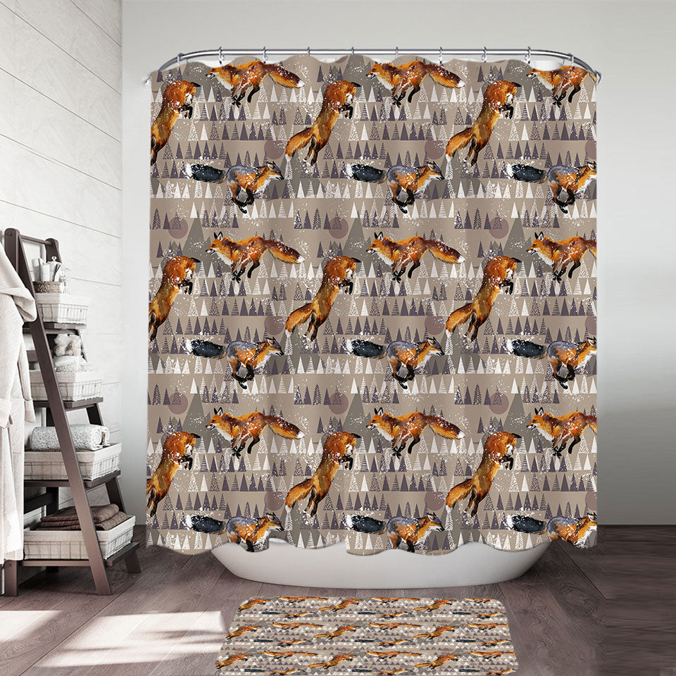 Playful Fox Shower Curtains