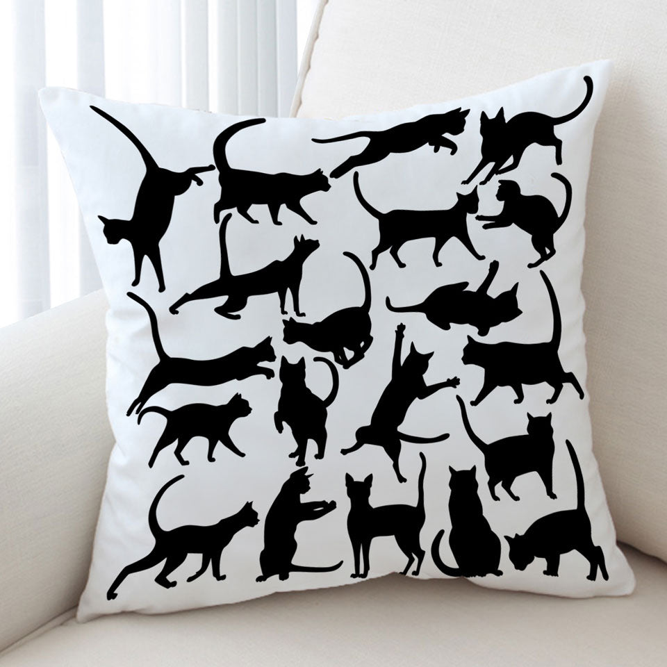 Playing Cat Silhouettes Cushion Covers