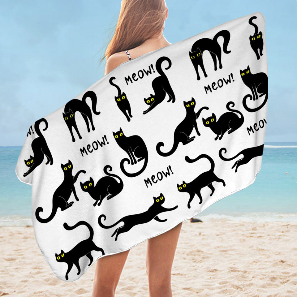 Pool Towels of Yellow Eyes Black Cats