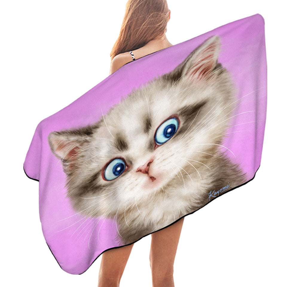Pool Towels with Cats Cute and Funny Faces Amazed Kitten