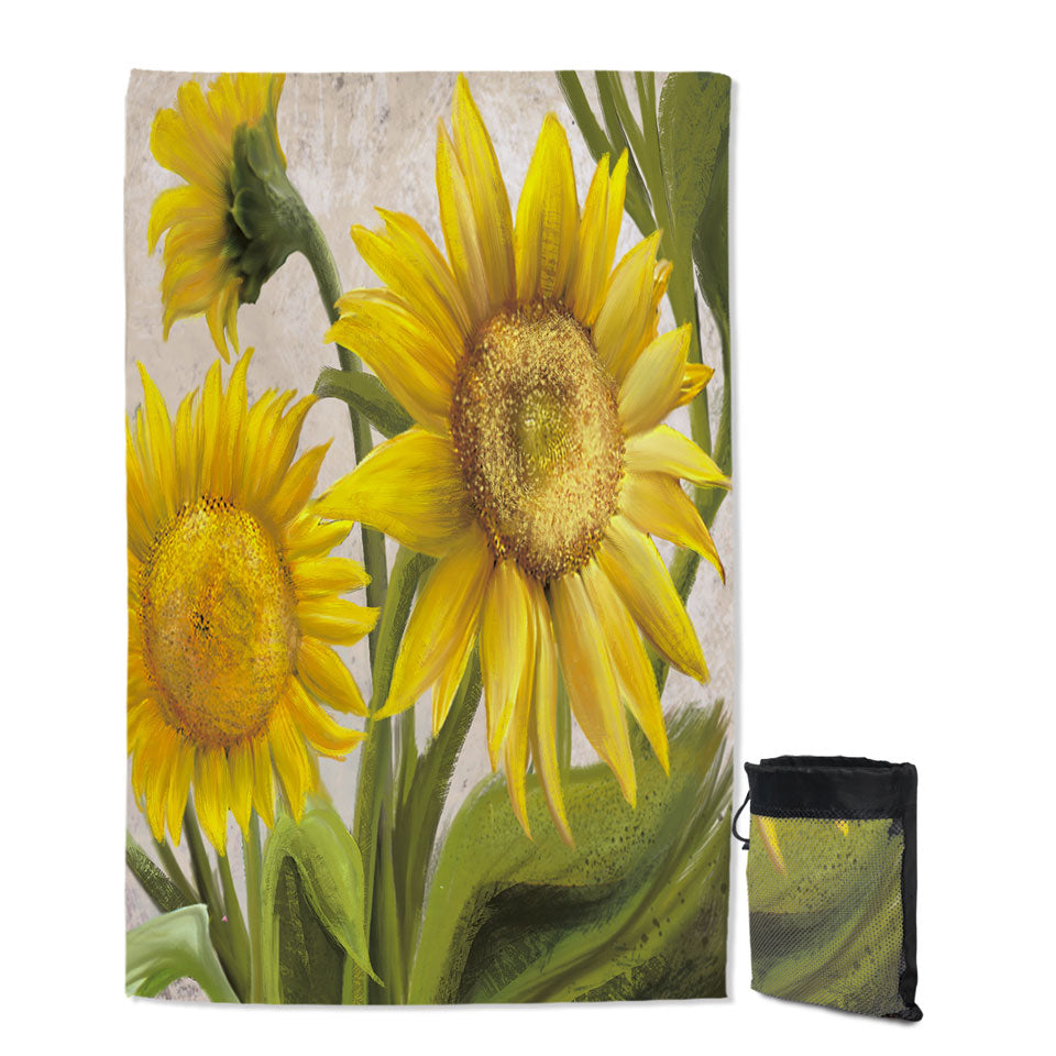 Pool Towels with Sunflowers Art Beautiful Yellow Flowers
