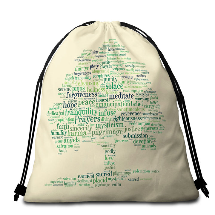 Positive Beach Towel Bags Words Tree