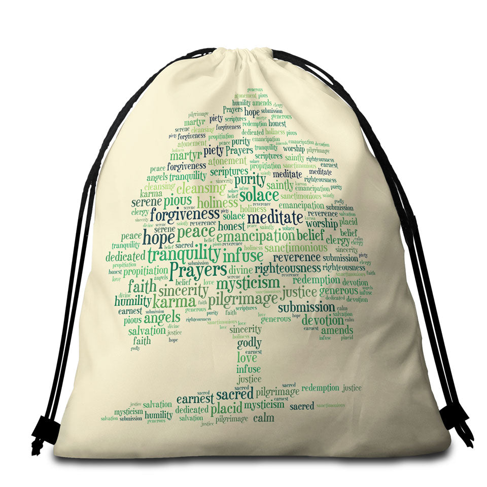 Positive Beach Towel Bags Words Tree