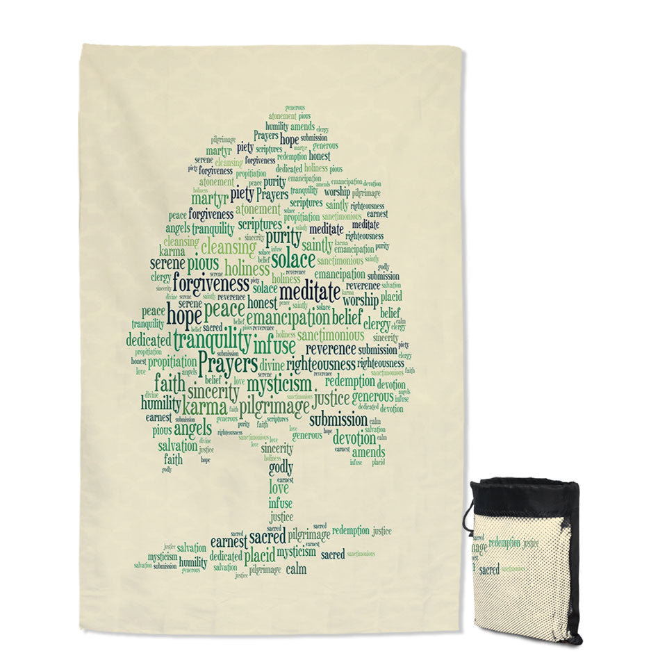 Positive Beach Towels Words Tree
