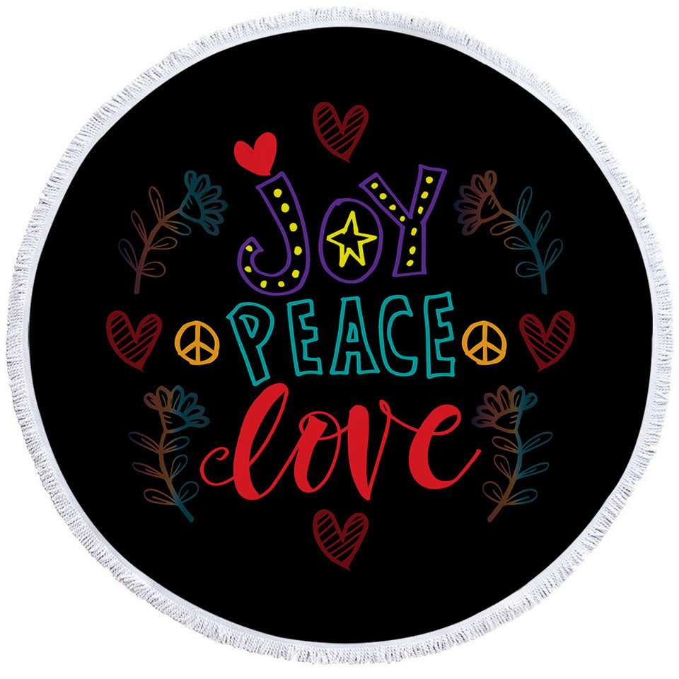 Positive Circle Beach Towel Print Joy Peace and Love