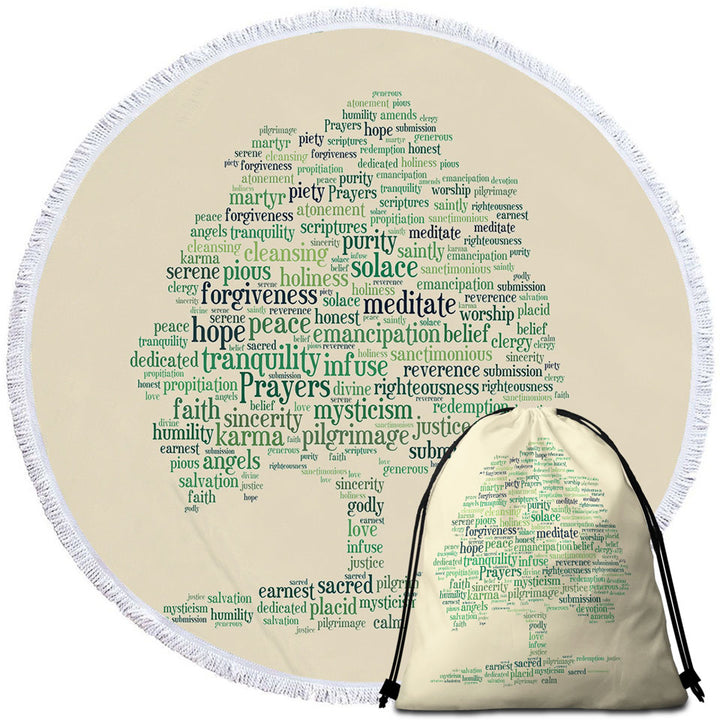 Positive Circle Beach Towel Words Tree