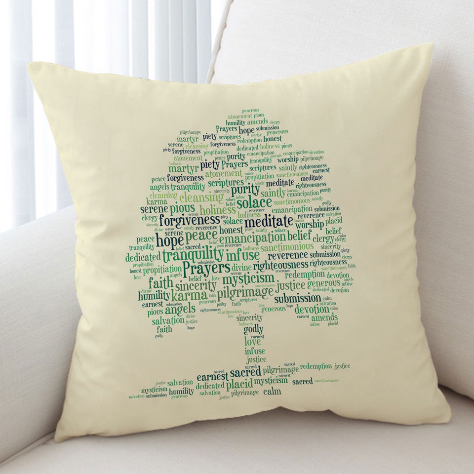 Positive Decorative Pillows Words Tree