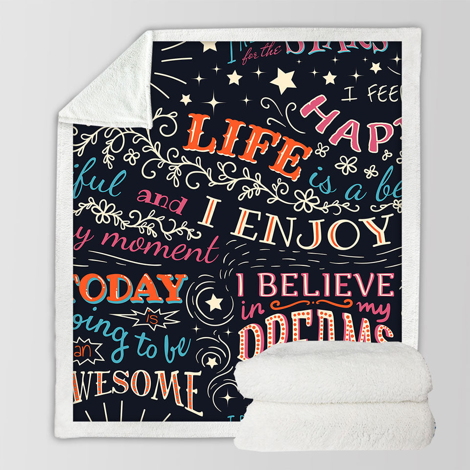 Positive Inspiring Quotes Decorative Blankets