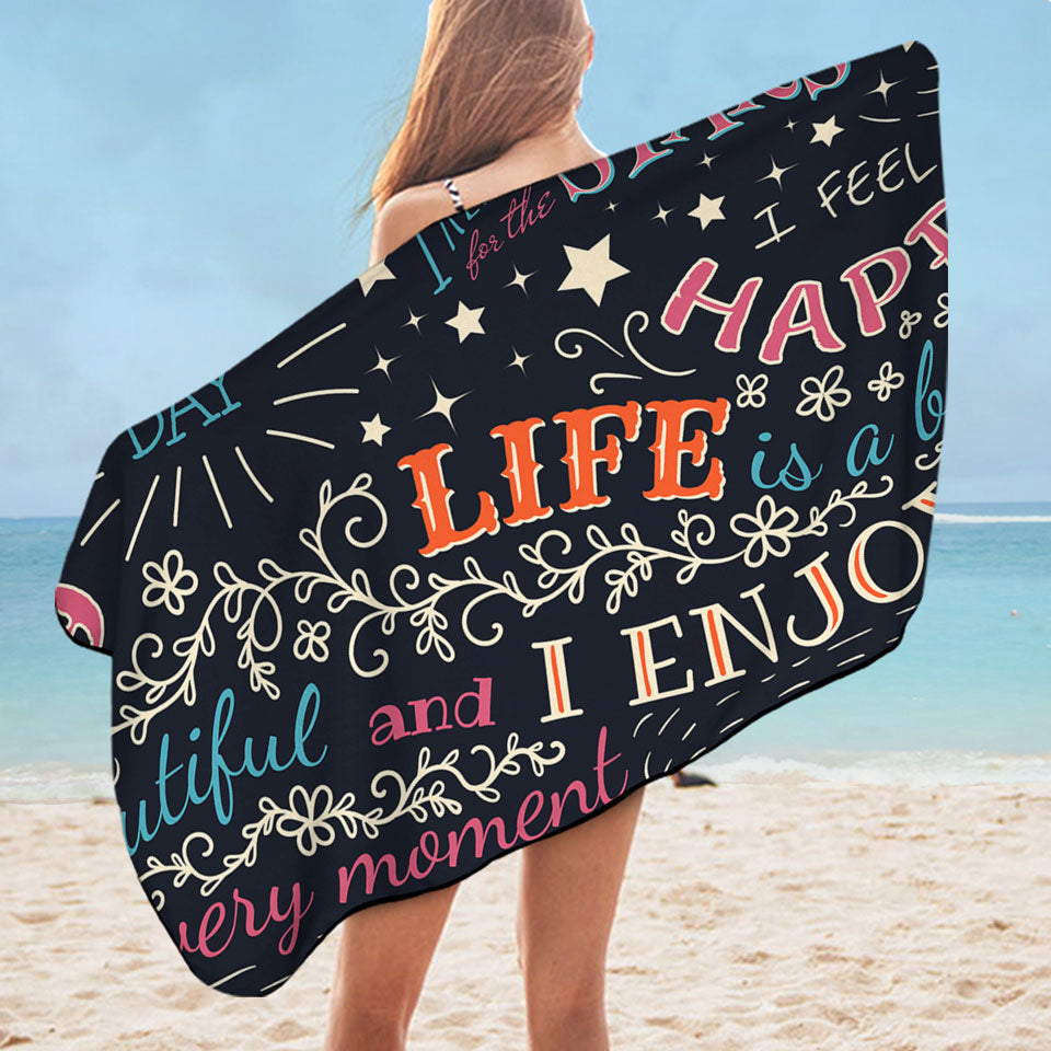 Positive Inspiring Quotes Pool Towels
