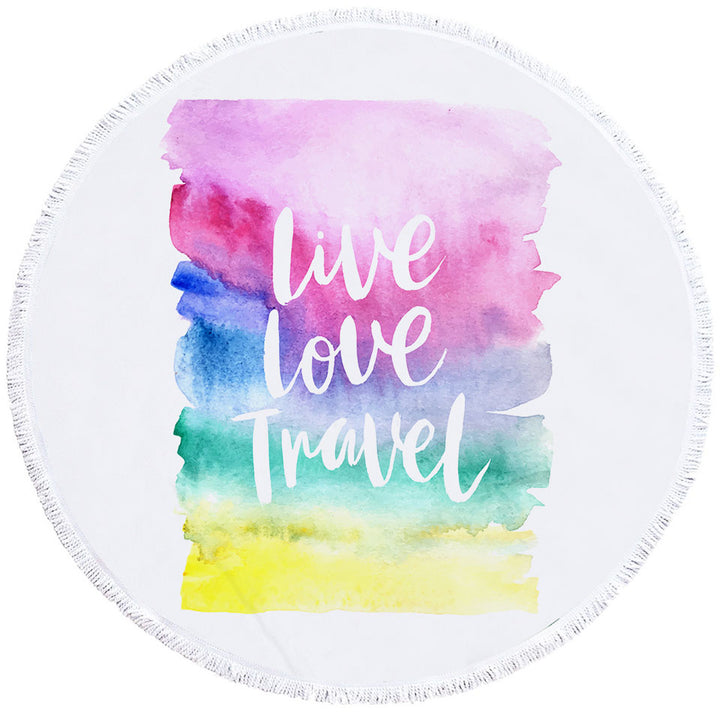 Positive Motto Beach Towels Colorful Pastel Live Love Travel