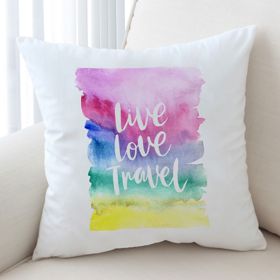 Positive Motto Sofa Pillows Colorful Pastel Live Love Travel