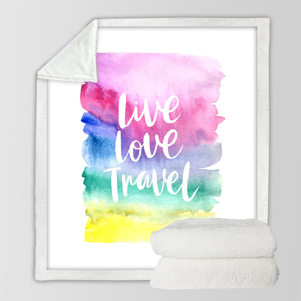 Positive Motto Throws Colorful Pastel Live Love Travel