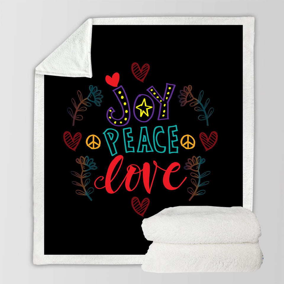 Positive Print Blankets Joy Peace and Love