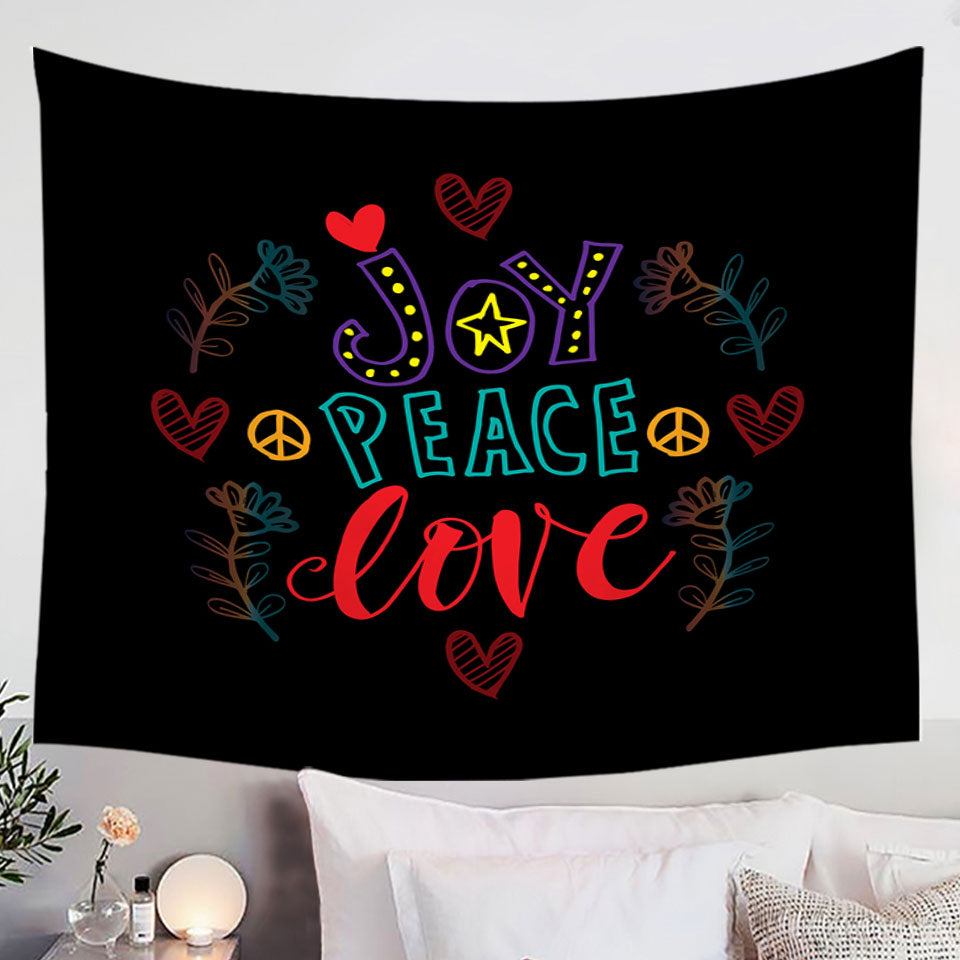 Positive Wall Decor Tapestry Joy Peace and Love