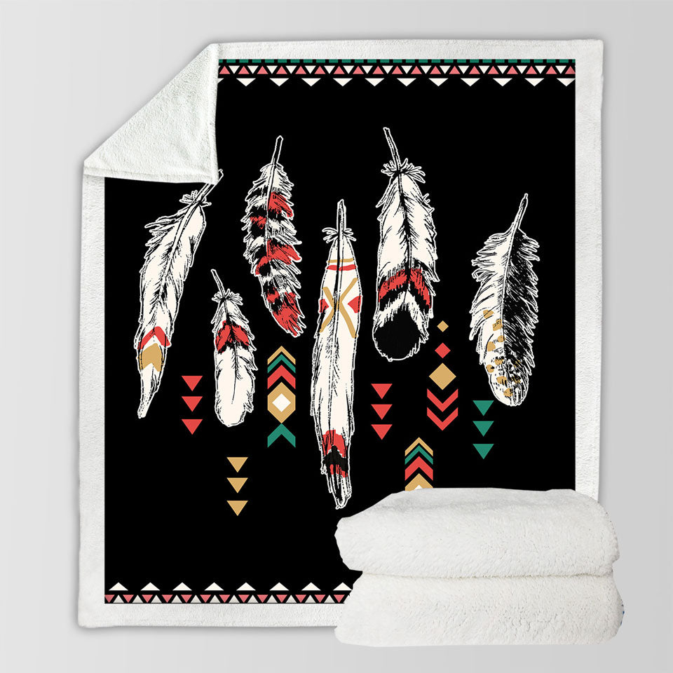 Printed Throw Blankets with Native Feathers