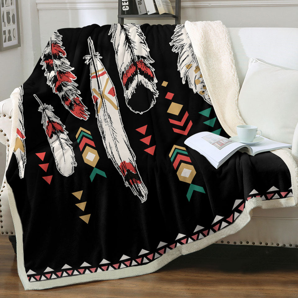 Printed Throws with Native Feathers