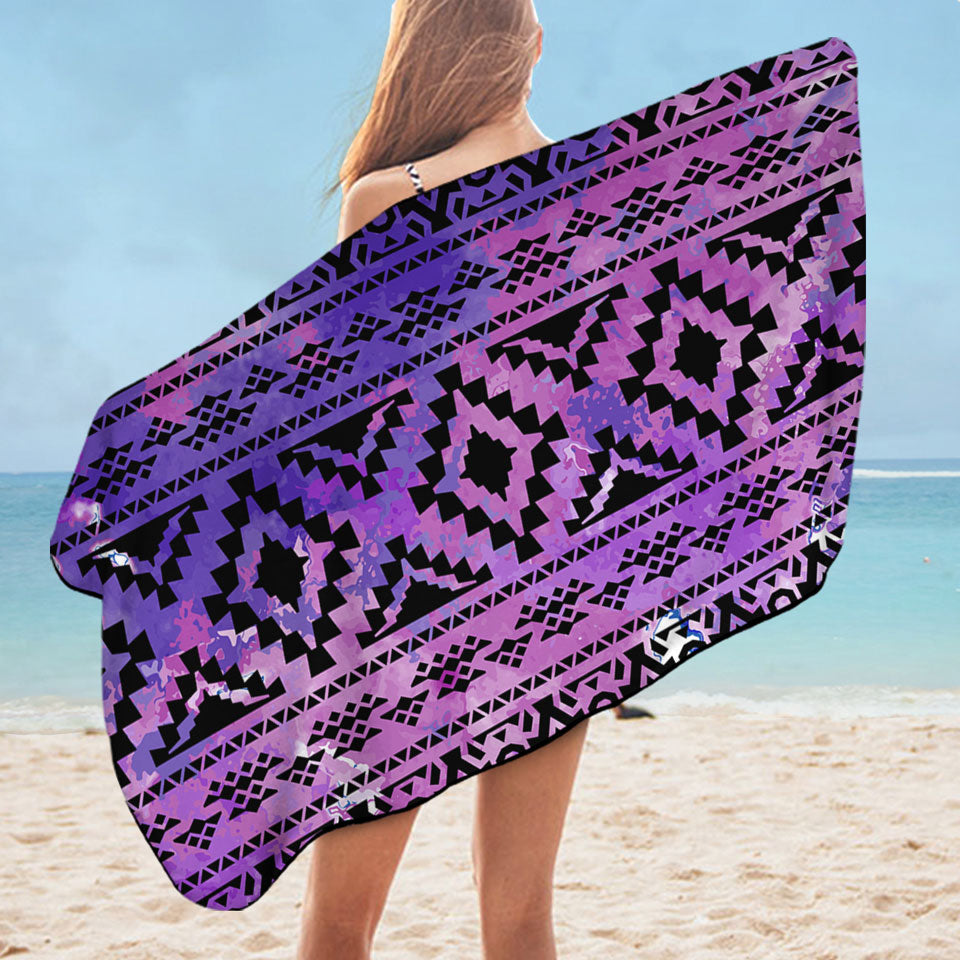 Purple Aztec Microfiber Beach Towel