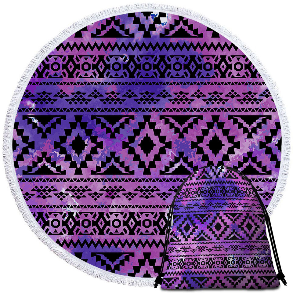 Purple Aztec Round Towel