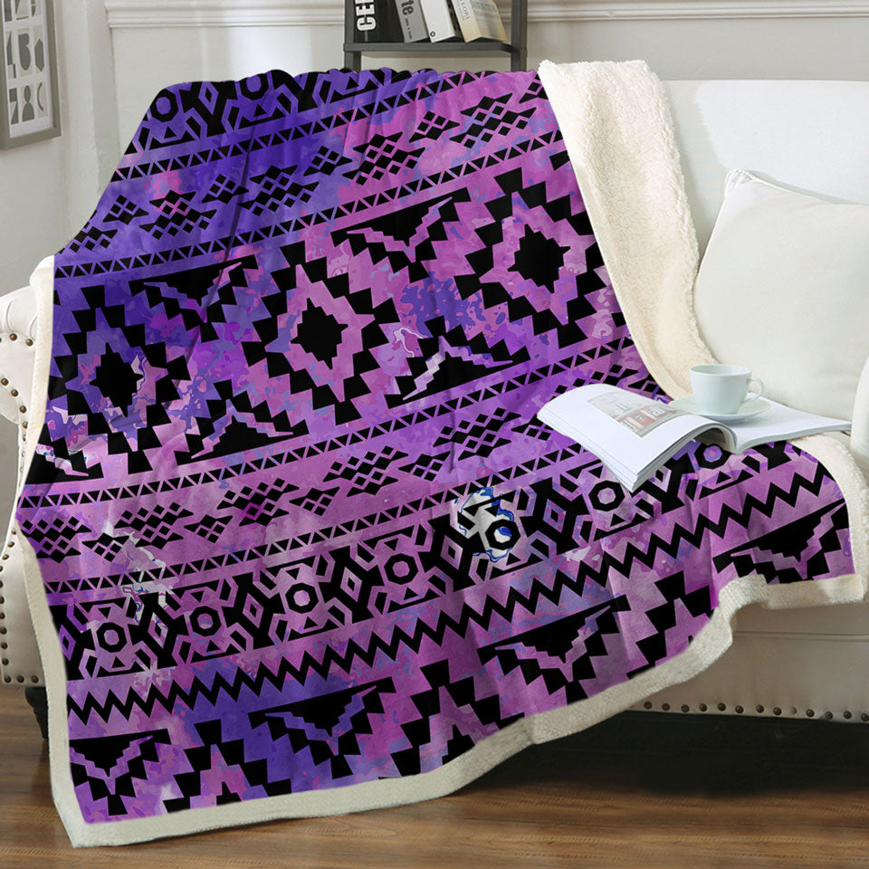 Purple Aztec Throw Blanket