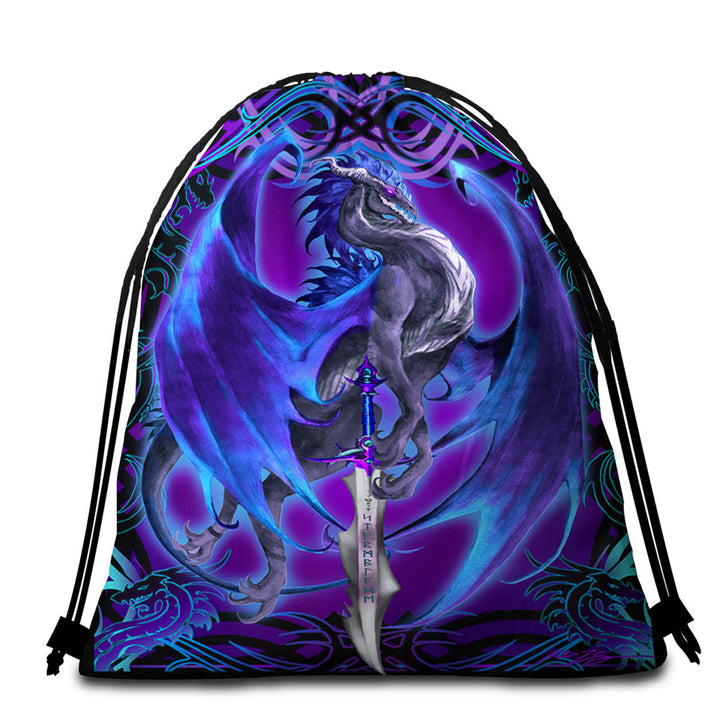 Purple Beach Bags and Towels Fantasy Weapon Dragon Sword Storm Blade