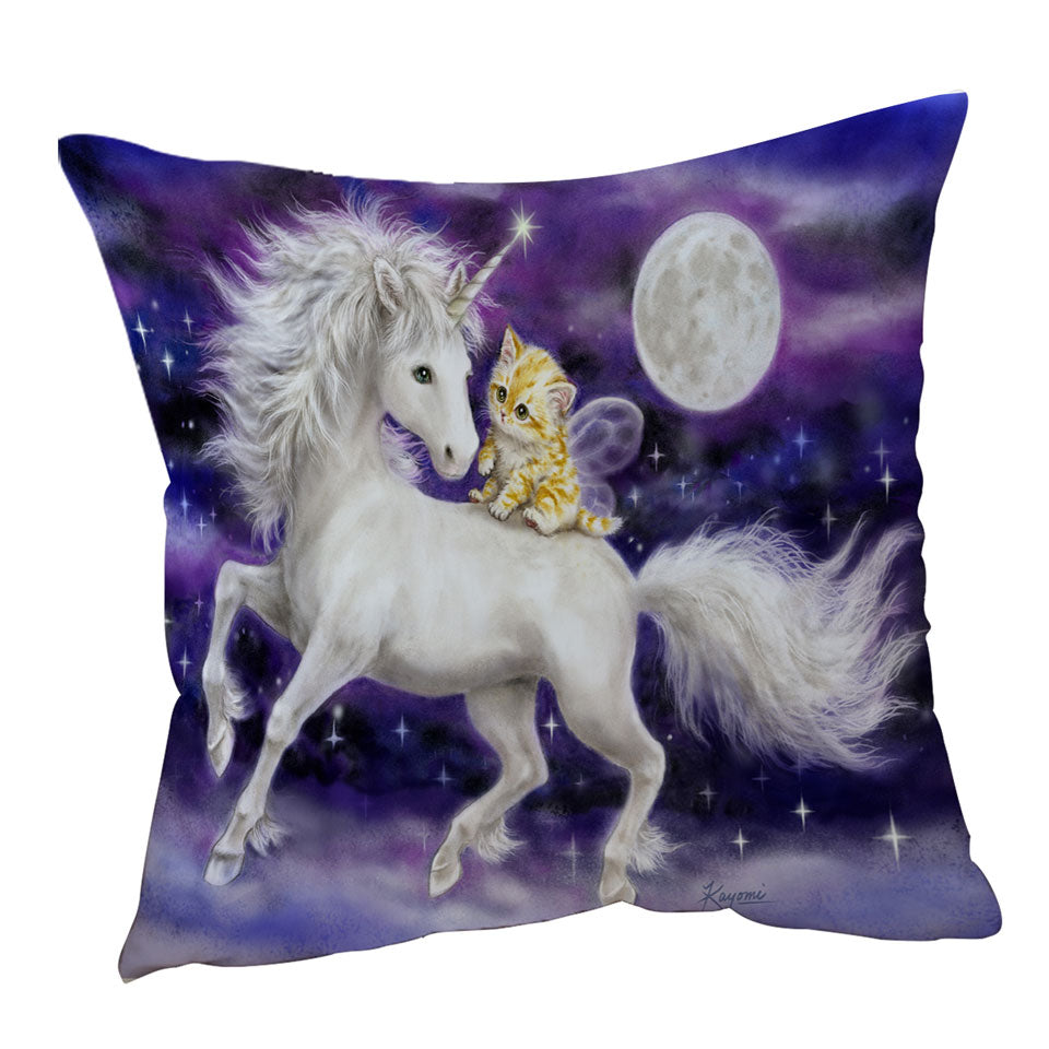 Purple Cushions Space Unicorn and Ginger Kitten