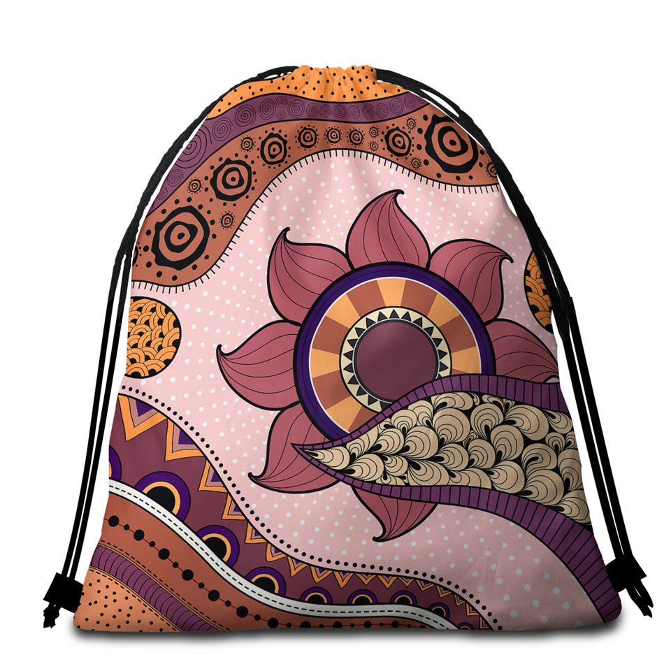 Purple Hues Oriental Art Beach Bags and Towels