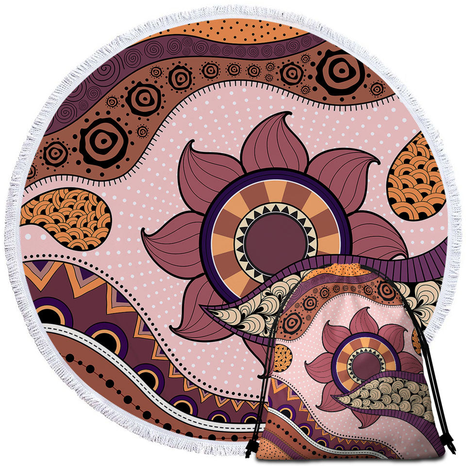 Purple Hues Oriental Art Beach Towels