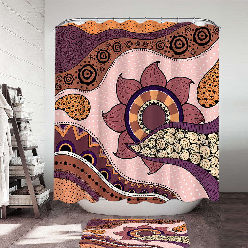 Purple Hues Oriental Art Fabric Shower Curtains
