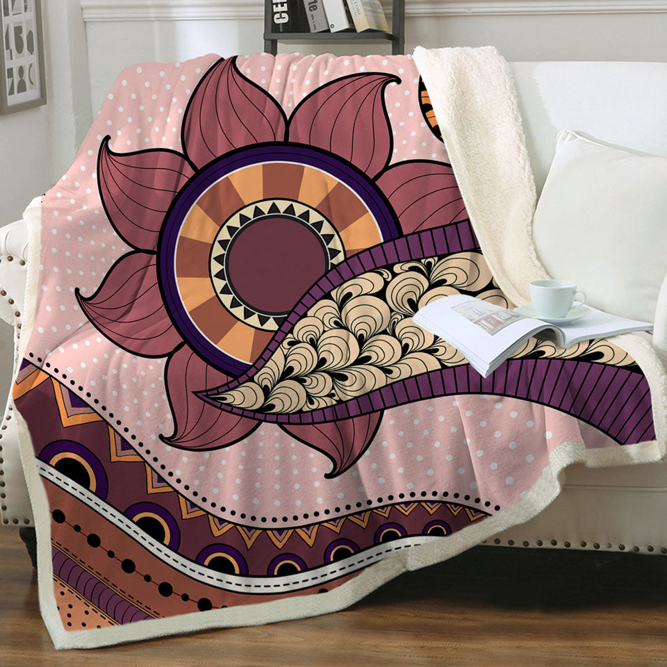 Purple Hues Oriental Art Sofa Blankets