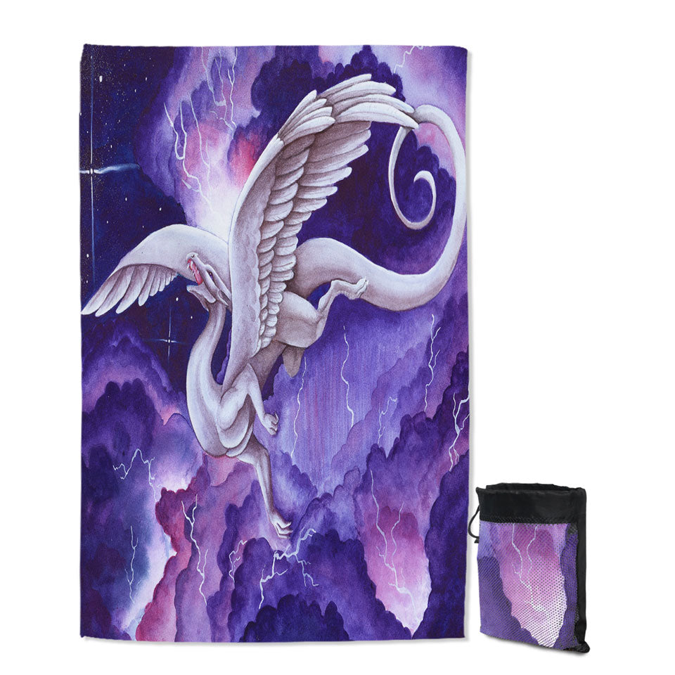Purple Lightning Storm Dancer Cool Dragon Art Painting Womens Travel Beach Towel