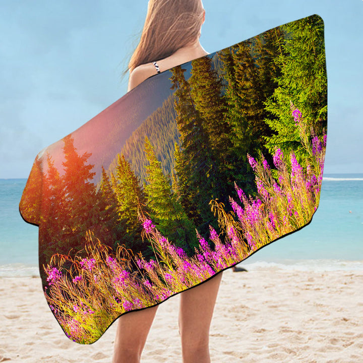 Purple Nature Beach Towels