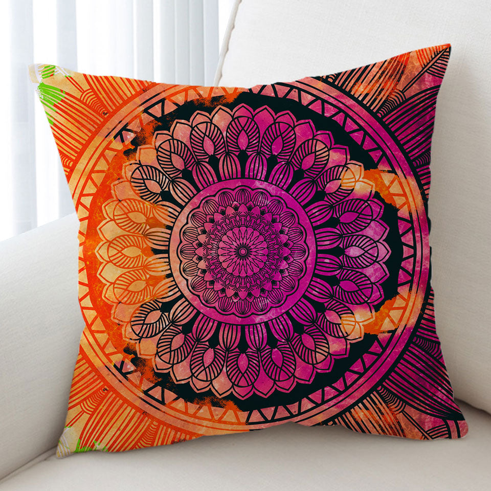 Purple Orange Mandala Cushion Covers