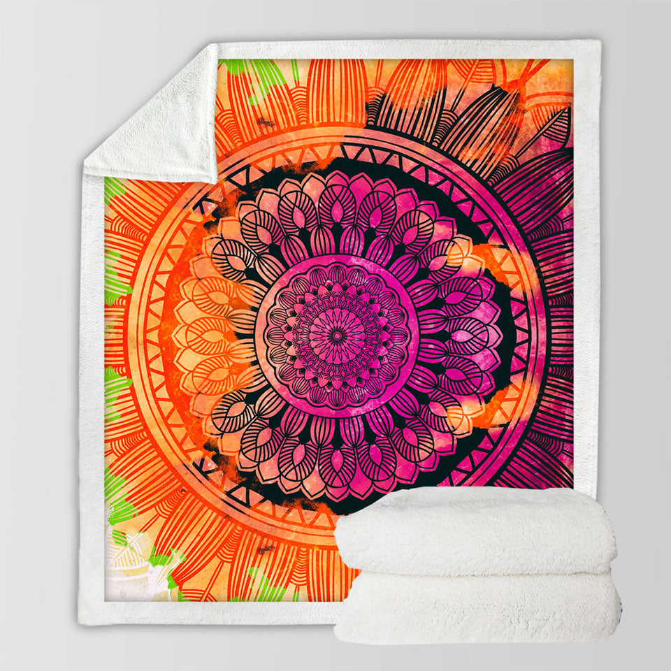 Purple Orange Mandala Throws