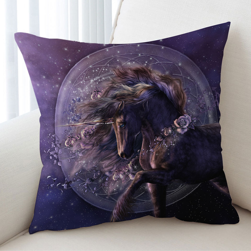 Purple Roses and the Black Rose Horse Cushions