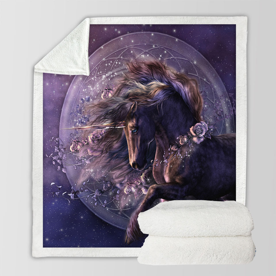 products/Purple-Roses-and-the-Black-Rose-Horse-Throw-Blanket