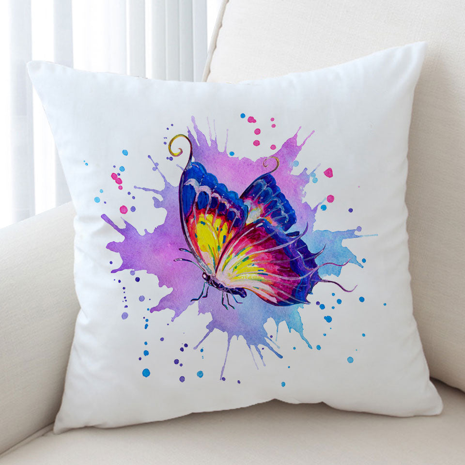 Purple Splash Cushion Cover Art Painting Butterfly