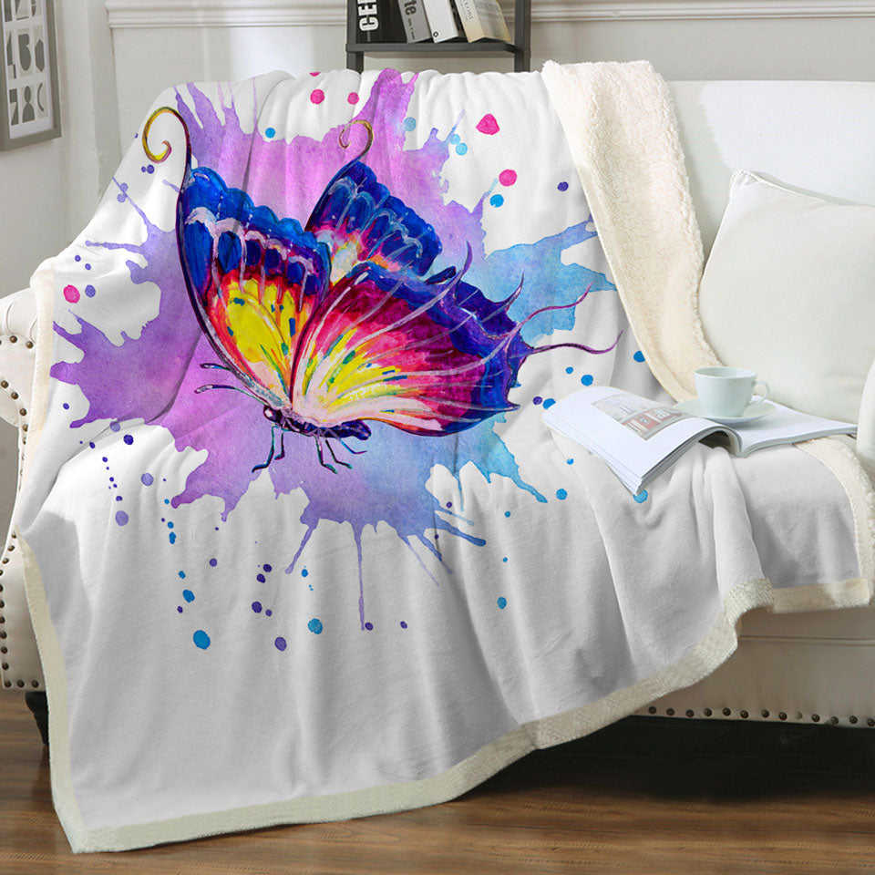 Purple Splash Unique Throws Art Painting Butterfly