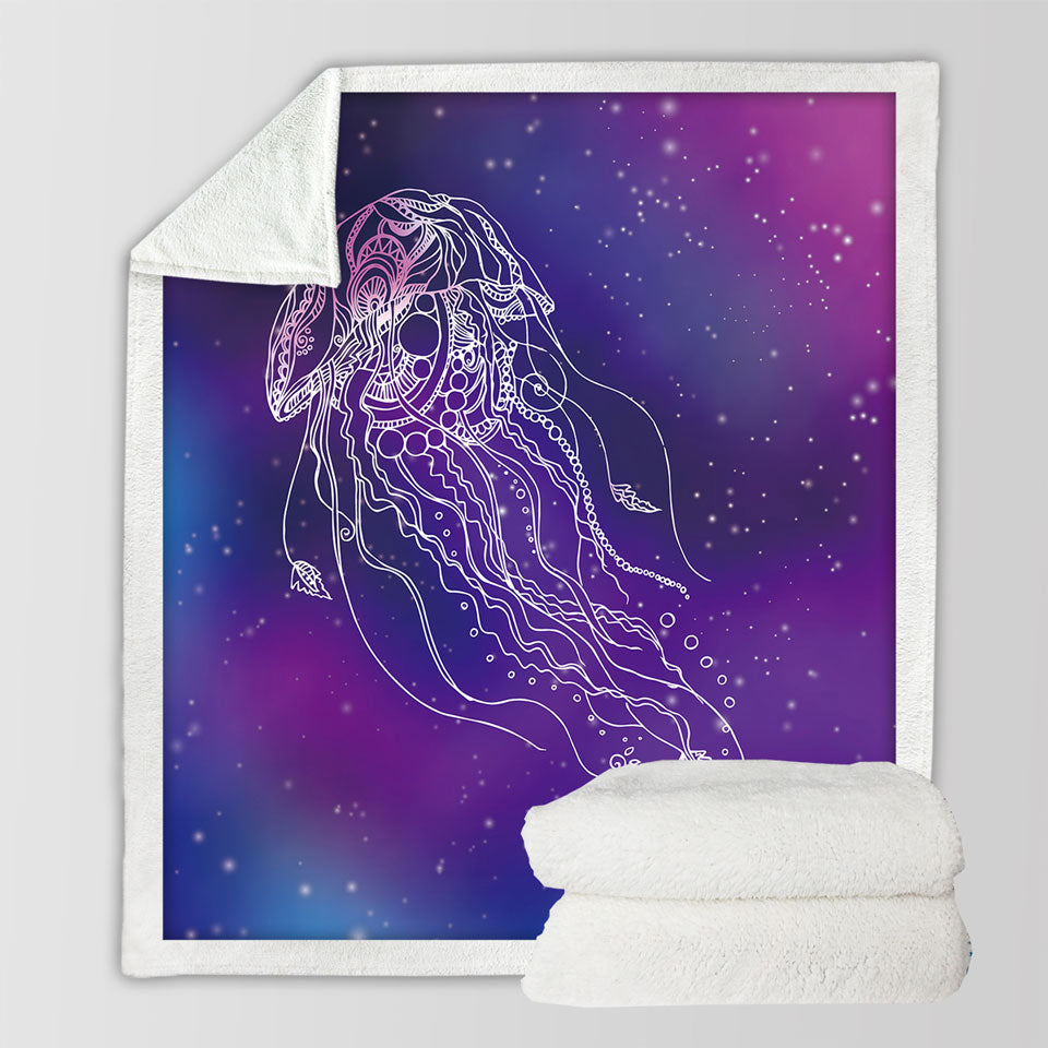 Purple Throws Space Background Jellyfish
