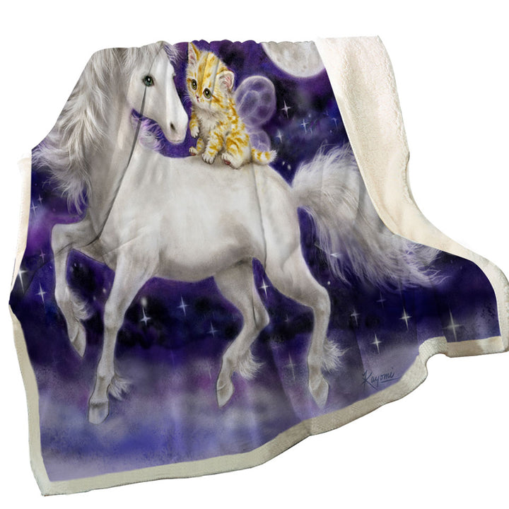 Purple Throws Space Unicorn and Ginger Kitten