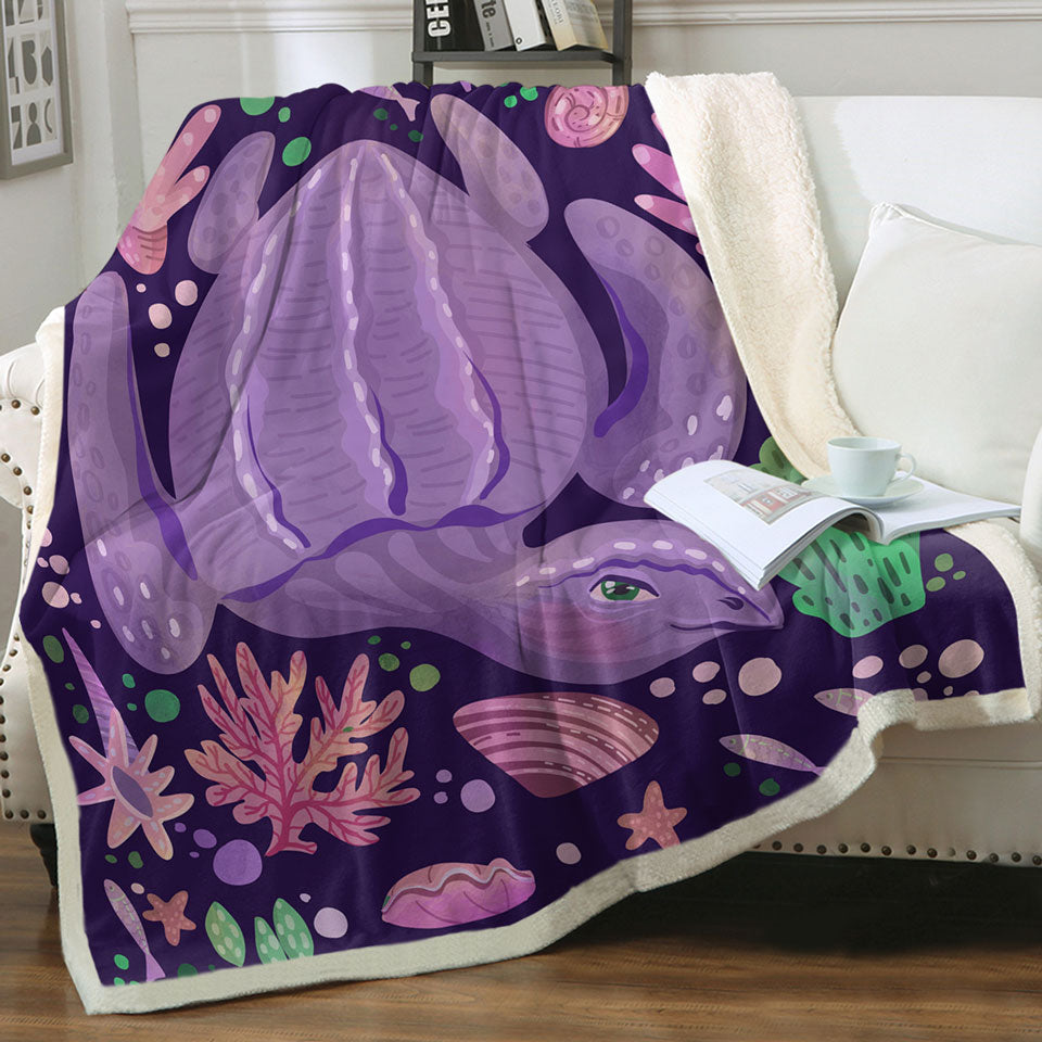 Purple Throws Underwater World and Pretty Turtle