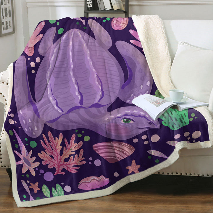 Purple Throws Underwater World and Pretty Turtle