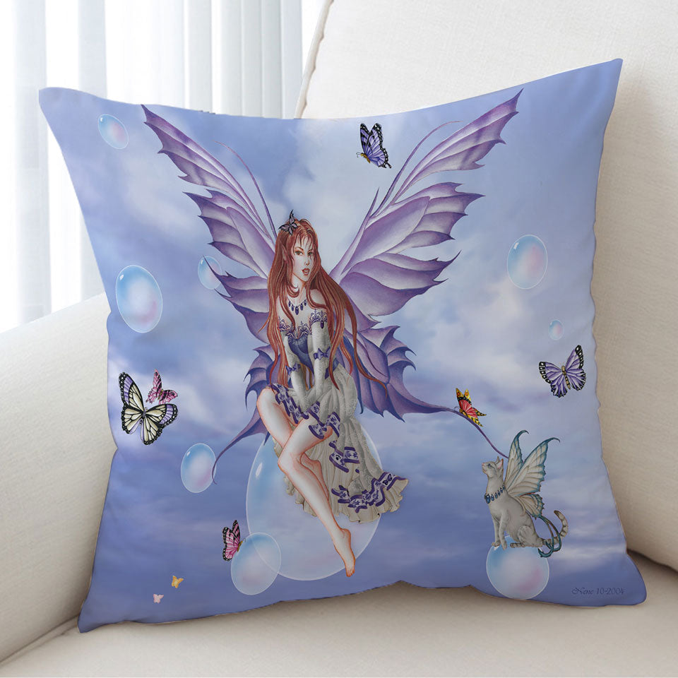Purplelace and Butterflies Beautiful Elf Fairy Cushion
